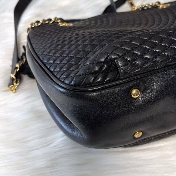 BALLY Chain Shoulder Bag Leather Black Gold Authentic - Picture 11 of 15